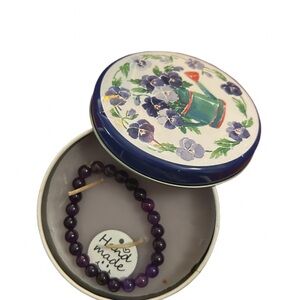 Handmade Amethyst Beaded Bracelet and Lilac Candle